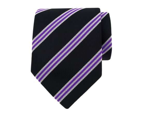 Zwarte stropdas met paarse strepen