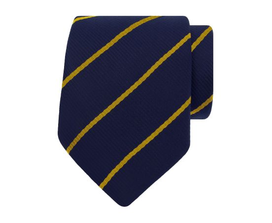 Blauwe stropdas met gele strepen