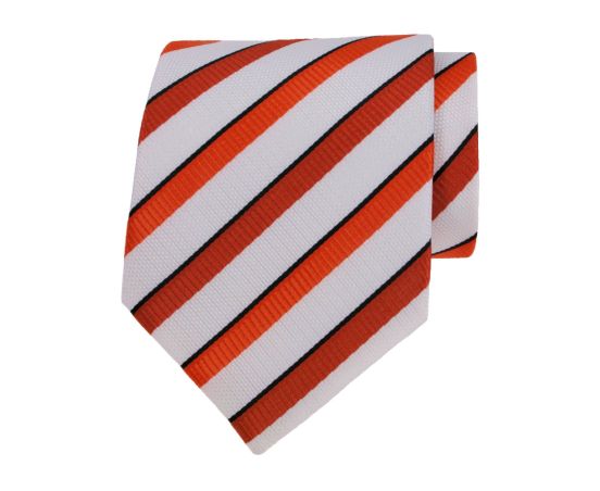 Witte stropdas met oranje strepen