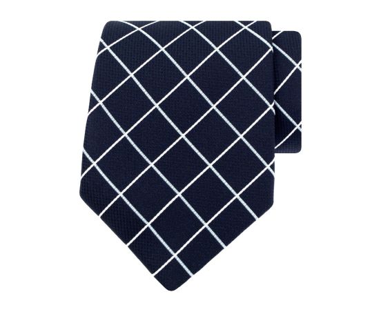 Blauwe stropdas met witte lijnen